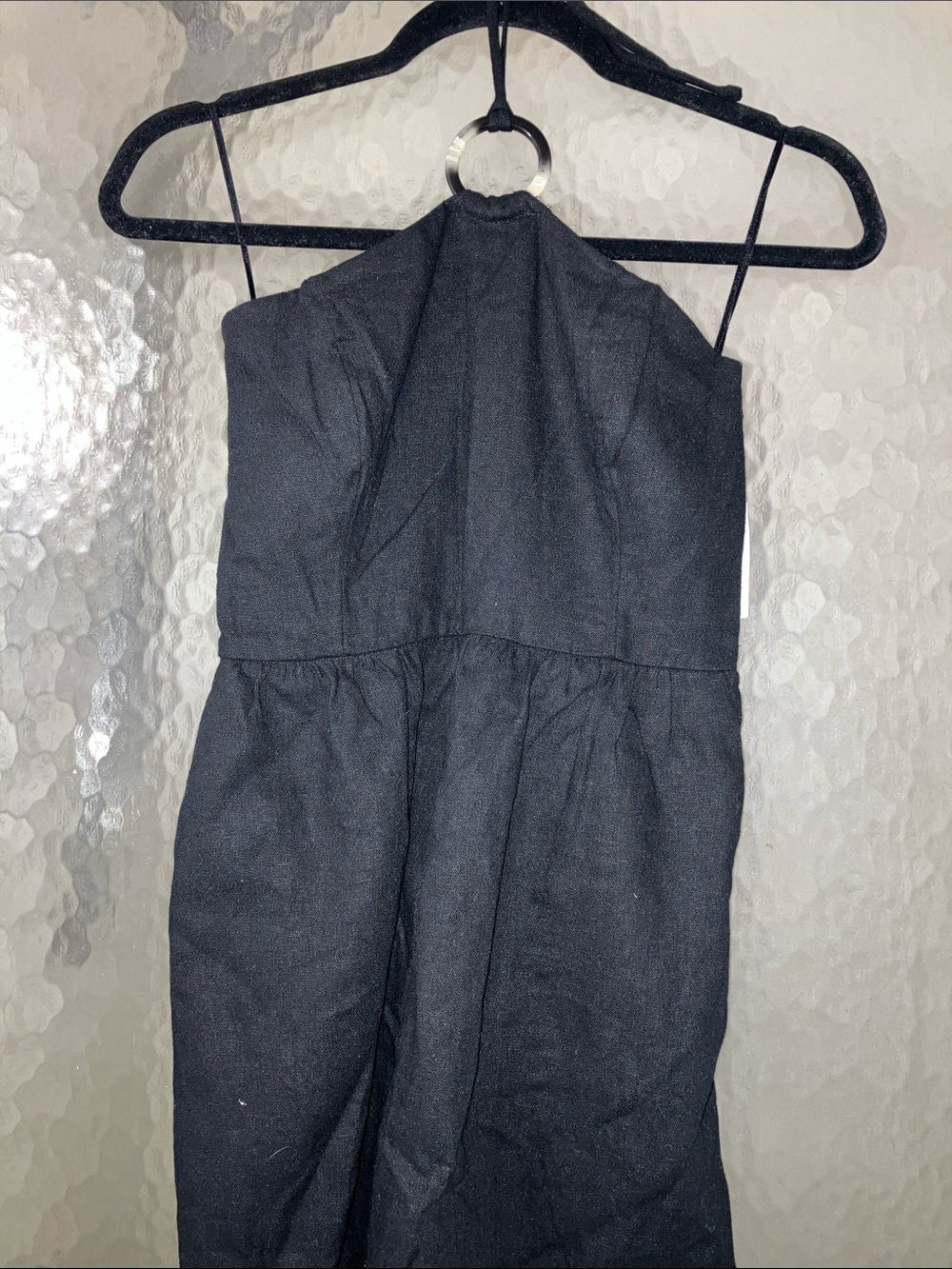 Old Navy Black O-Ring Halter Romper - Lightweight Linen